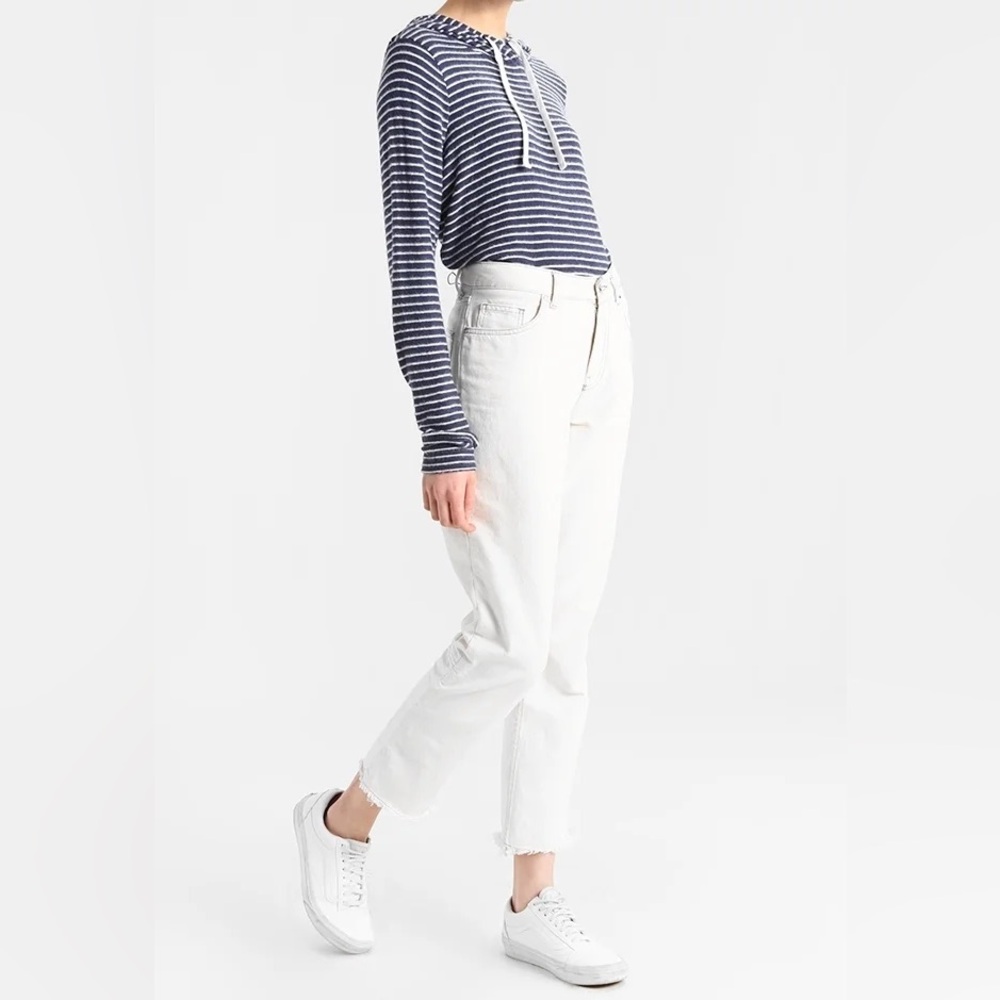 Hollister Striped Cropped Hoodie Navy White Lightweight‎ Size Small - Picture 8 of 8